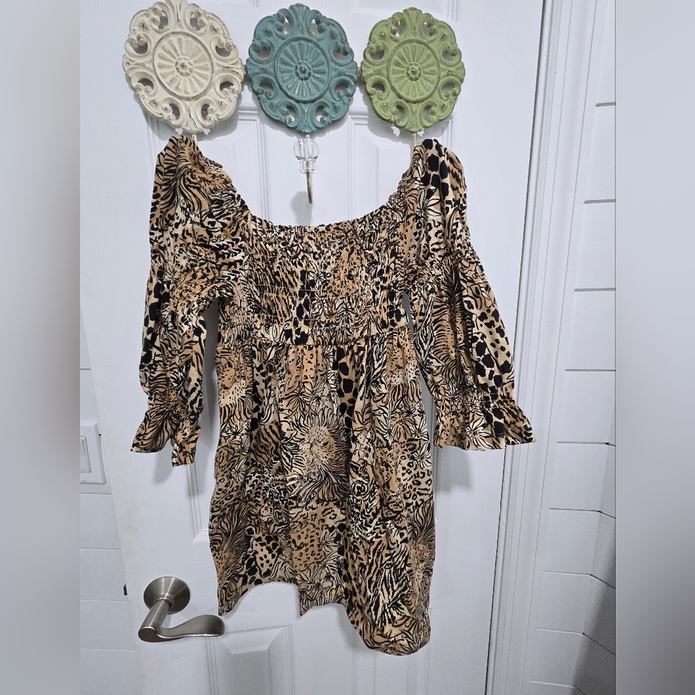 Animal Print On/Off-Shoulder Dress